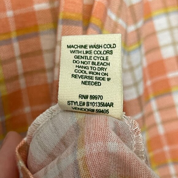 Women Colorful Plaid Lace Up Back Roll Tab Long Sleeve Button Up Shirt XL NWT - Picture 13 of 14